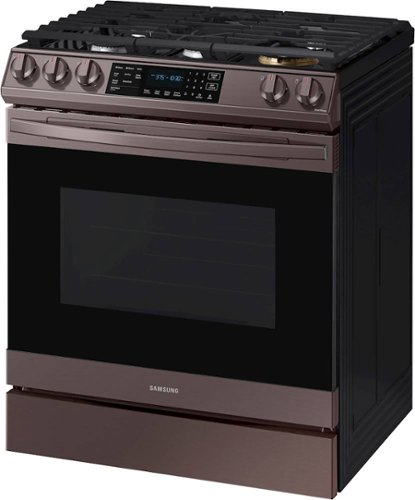 Samsung - 6.0 cu. ft. Front Control Slide-In Gas Convection Range with Air Fry & Wi-Fi, Fingerprint Resistant - Tuscan Stainless Steel