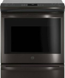 GE Profile - 5.3 Cu. Ft. Slide-In Electric True Convection Range with Self-Steam Cleaning - Black Stainless Steel