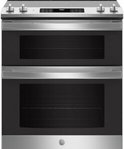 GE - 6.6 Cu. Ft. Slide-In Double Oven Electric True Convection Range with Self-Steam Cleaning and No-Preheat Air Fry - Stainless steel