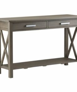 Simpli Home - Kitchener Rectangular Contemporary Wood 2-Drawer Console Table - Farmhouse Gray