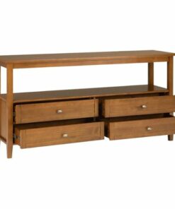 Simpli Home - Warm Shaker Rectangular Rustic Wood 4-Drawer Console Table - Light Golden Brown