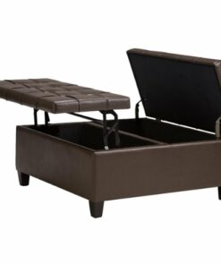 Simpli Home - Harrison Contemporary Wood/Polyurethane Faux Leather Ottoman - Chocolate Brown