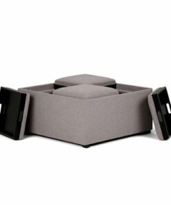 Simpli Home - Avalon 35 inch Wide Contemporary Square Coffee Table Storage Ottoman - Gray Cloud