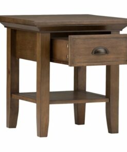 Simpli Home - Redmond Square Rustic Wood 1-Drawer End Table - Rustic Natural Aged Brown