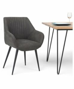Simpli Home - Briar Mid-Century Modern Faux Leather Dining Chair - Distressed Charcoal
