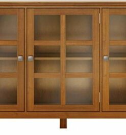 Simpli Home - Acadian SOLID WOOD 62 inch Wide Transitional Wide Storage Cabinet in - Light Golden Brown