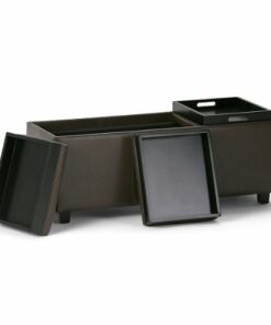 Simpli Home - Avalon 42 inch Wide Contemporary Rectangle Storage Ottoman - Chocolate Brown