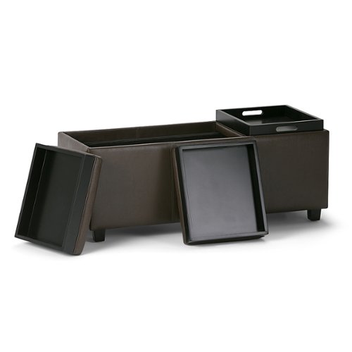 Simpli Home - Avalon 42 inch Wide Contemporary Rectangle Storage Ottoman - Chocolate Brown