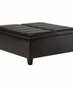 Simpli Home - Ellis Square Modern Contemporary Wood/Polyurethane Faux Leather Ottoman - Tanner's Brown