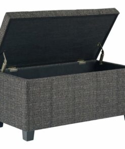 Simpli Home - Dover 36 inch Wide Contemporary Rectangle Storage Ottoman Bench - Dark Gray