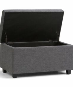 Simpli Home - Darcy 34 inch Wide Contemporary Rectangle Storage Ottoman Bench - Slate Gray