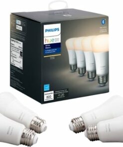 Philips - Geek Squad Certified Refurbished Hue White A19 Bluetooth Smart LED Bulb (4-Pack) - White