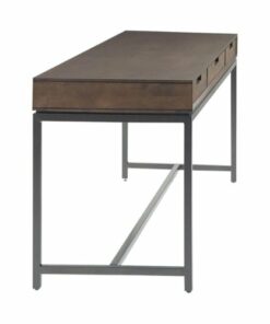 Simpli Home - Banting Rectangular Mid-Century Modern Industrial Solid Rubberwood 3-Drawer Table - Walnut Brown