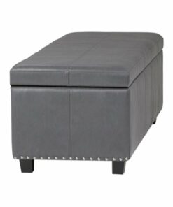 Simpli Home - Kingsley Rectangular Transitional Foam/Plywood Bench Ottoman With Inner Storage - Stone Gray