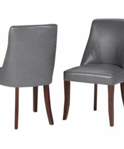 Simpli Home - Walden Contemporary Faux Leather & High-Density Foam Dining Chairs (Set of 2) - Stone Gray