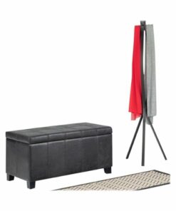 Simpli Home - Dover Rectangular Contemporary Wood/Foam Bench Ottoman With Inner Storage - Distressed Black