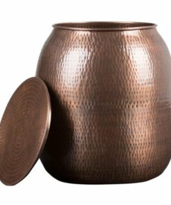 Simpli Home - Griffen Round Contemporary Iron Accent Side Table - Antique Copper