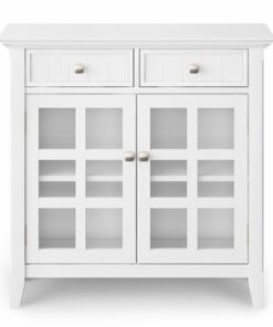 Simpli Home - Acadian SOLID WOOD 36 inch Wide Transitional Entryway Hallway Storage Cabinet in - White