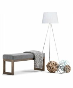 Simpli Home - Milltown Rectangular Modern Contemporary Plywood/Linen-Look Fabric Bench Ottoman - Gray 0