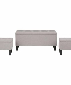 Simpli Home - Dover Rectangular Contemporary Fabric Storage Ottoman (Set of 3) - Cloud Gray