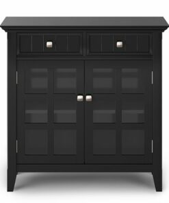Simpli Home - Acadian SOLID WOOD 36 inch Wide Transitional Entryway Hallway Storage Cabinet in - Black