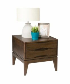 Simpli Home - Harper Square Mid-Century Modern Solid Hardwood 2-Drawer End Table - Dark Walnut Brown