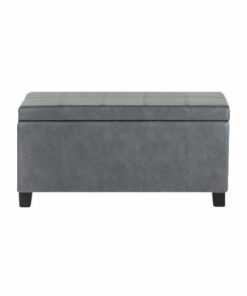 Simpli Home - Dover Rectangular Contemporary Wood/Foam Bench Ottoman With Inner Storage - Stone Gray