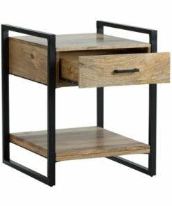 Simpli Home - Riverside Rectangular Industrial Solid Mango Wood 1-Drawer Side Table - Natural