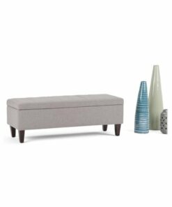 Simpli Home - Monroe Rectangular Contemporary Foam/Plywood Ottoman With Inner Storage - Gray Cloud