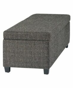 Simpli Home - Avalon Rectangular Contemporary Wood/Foam Bench Ottoman With Inner Storage - Dark Gray