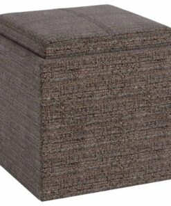 Simpli Home - Rockwood Square Contemporary Tweed Storage Ottoman - Mink Brown