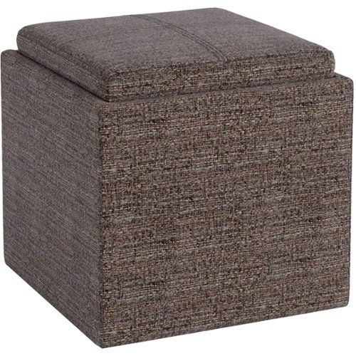 Simpli Home - Rockwood Square Contemporary Tweed Storage Ottoman - Mink Brown