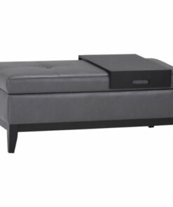 Simpli Home - Oregon Storage Ottoman Bench with Tray - Stone Gray