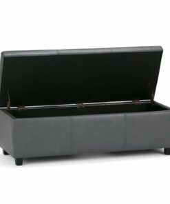 Simpli Home - Avalon 48 inch Wide Contemporary Rectangle Storage Ottoman Bench - Stone Gray