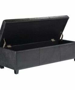 Simpli Home - Avalon Rectangular Contemporary Wood/Foam Bench Ottoman With Inner Storage - Distressed Black