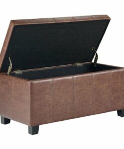 Simpli Home - Dover Rectangular Contemporary Wood/Foam Bench Ottoman With Inner Storage - Distressed Umber Brown
