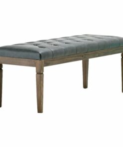 Simpli Home - Waverly Rectangular Traditional Faux Leather/Pine Wood Bench Ottoman - Slate Gray