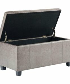 Simpli Home - Dover Rectangular Contemporary Wood/Foam Bench Ottoman With Inner Storage - Distressed Gray Taupe