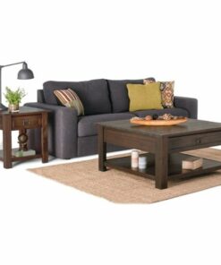 Simpli Home - Monroe Square Rustic Contemporary Solid Acacia Wood 2-Drawer Coffee Table - Distressed Charcoal Brown