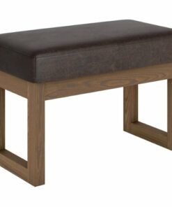 Simpli Home - Milltown Rectangular Contemporary Wood/Foam Bench Ottoman - Distressed Dark Brown