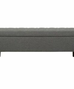 Simpli Home - Monroe Rectangular Contemporary Faux Leather/Pine Wood Ottoman With Inner Storage - Slate Gray