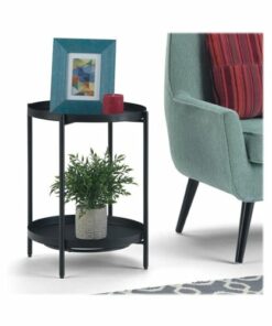 Simpli Home - Monet Round Modern Industrial Metal End Table - Black