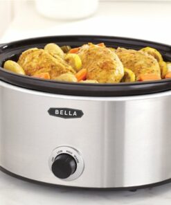 Bella - 5-qt. Slow Cooker with Dipper - Stainless Steel