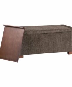 Simpli Home - Bretton Rectangular Contemporary Metal/Fabric Ottoman With Inner Storage - Deep Umber Brown