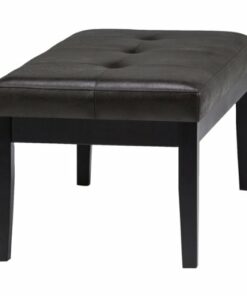 Simpli Home - Lacey Rectangular Contemporary Faux Air Leather Bench Ottoman - Distressed Black