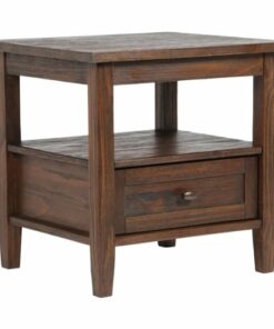 Simpli Home - Warm Shaker SOLID WOOD 20 inch Wide Rectangle Transitional End Table in - Distressed Charcoal Brown