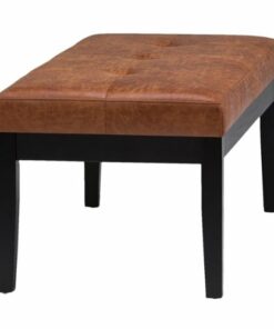 Simpli Home - Lacey 43 inch Wide Contemporary Rectangle Tufted Ottoman Bench - Distressed Saddle Brown