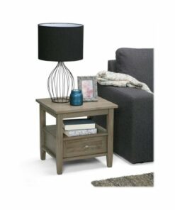 Simpli Home - Warm Shaker SOLID WOOD 20 inch Wide Rectangle Transitional End Side Table in Distressed Grey - Distressed Gray