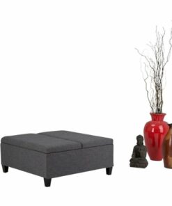 Simpli Home - Ellis Contemporary Wood/Engineered Wood Ottoman - Slate Gray