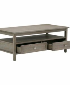 Simpli Home - Warm Shaker Rectangular Rustic Wood 2-Drawer Coffee Table - Distressed Gray